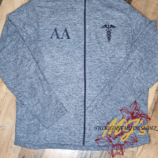 Embroidered Jacket - Heather Microfleece Full-Zip Jacket