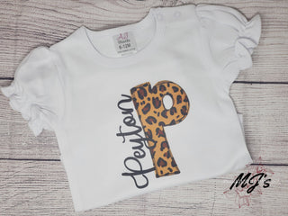 Monogrammed Leopard Print Bodysuit